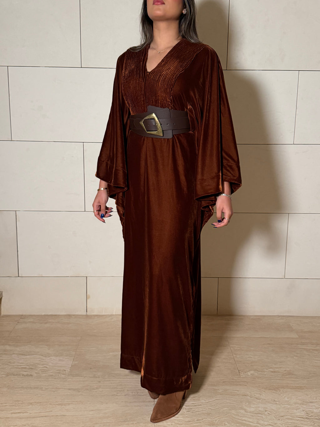 Brown Velvet Kaftan