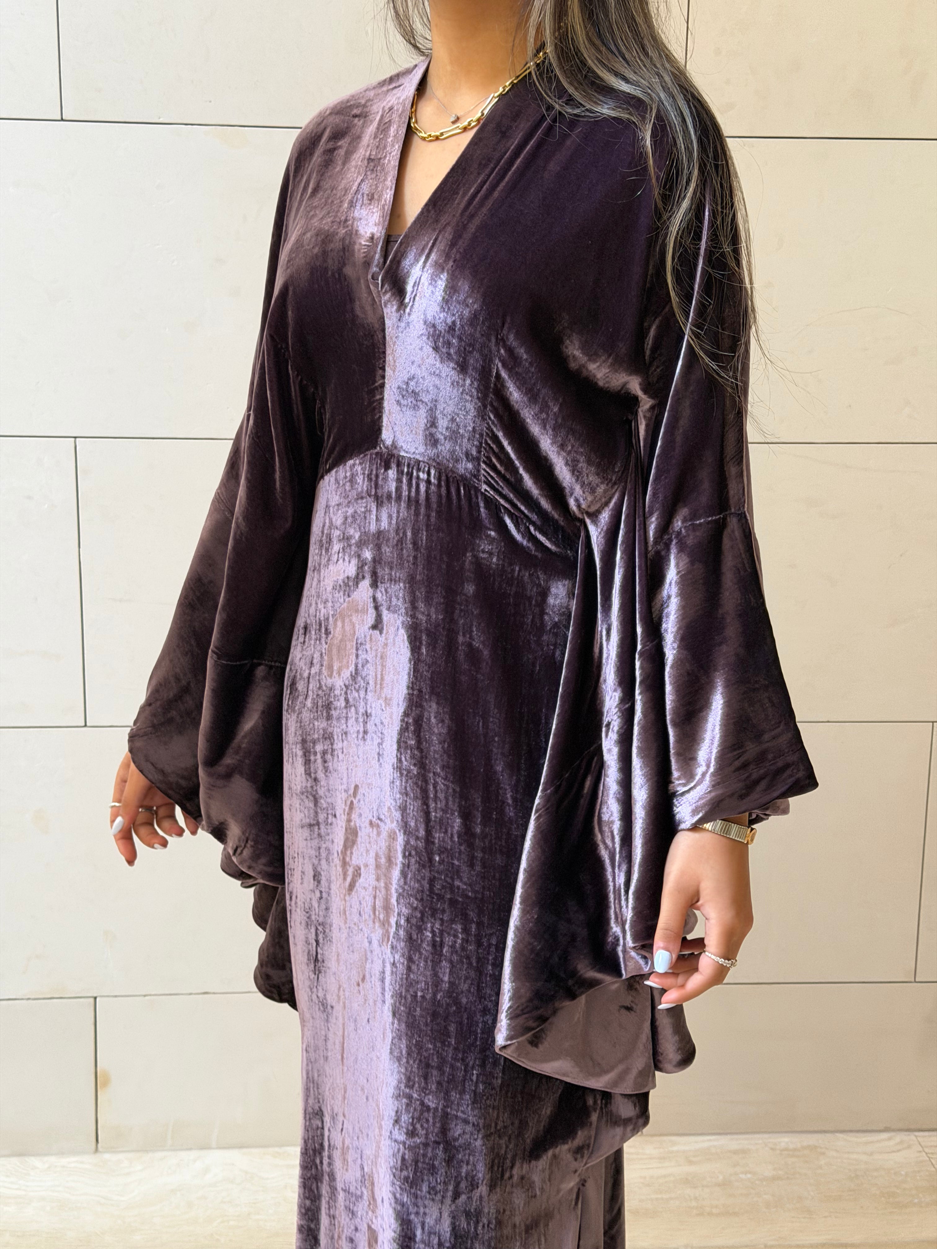 Pastel Purple Velvet Kaftan