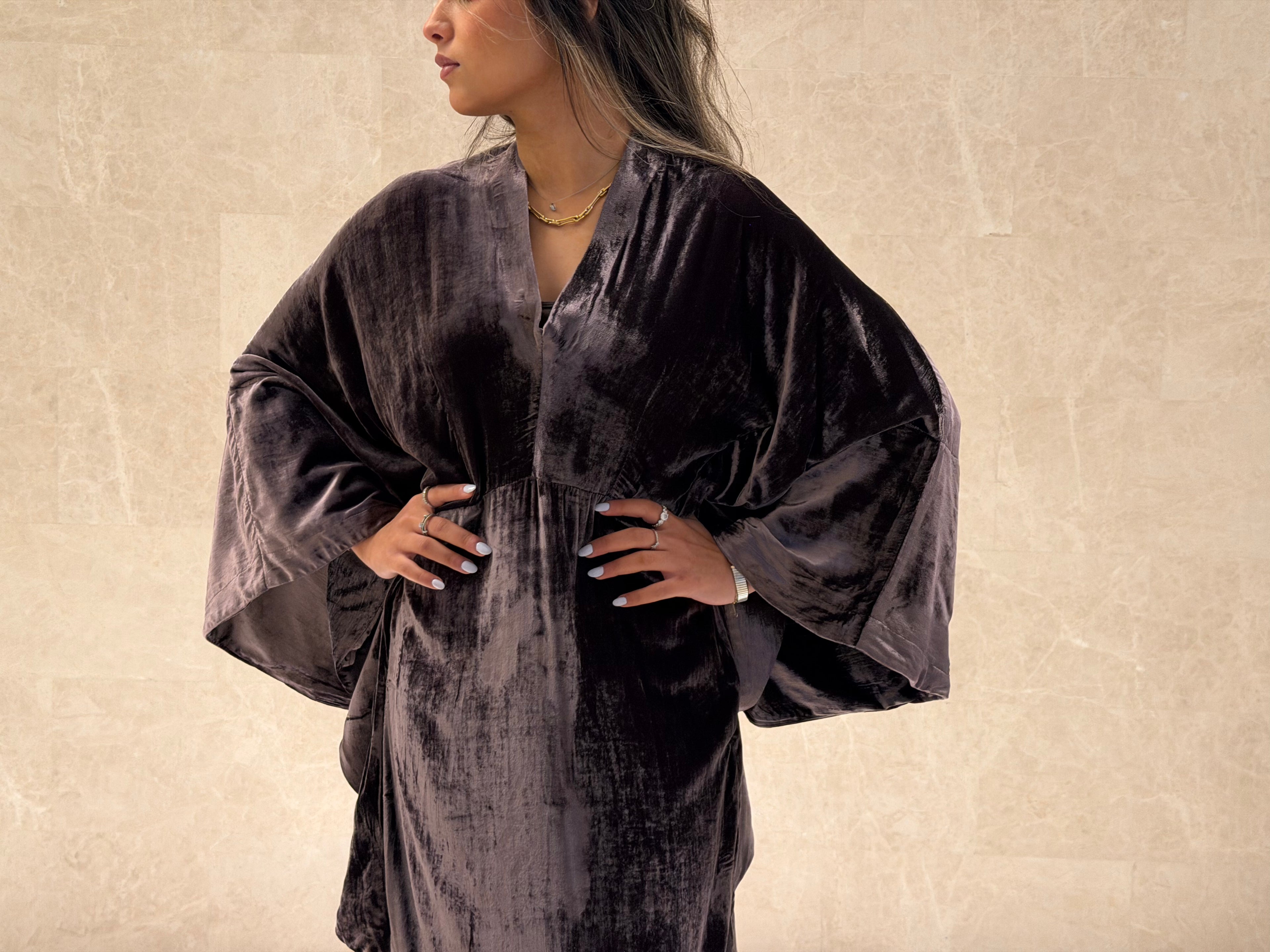 Pastel Purple Velvet Kaftan